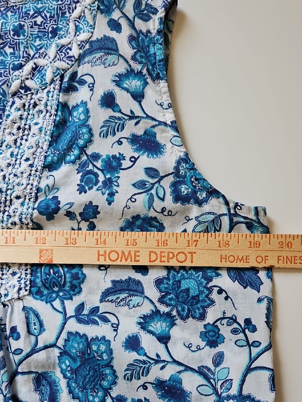 Sigrid Olsen Cotton Blue Floral Embroidered Sleeveless TunicTop Boho Cottage M - Picture 8 of 8